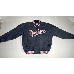 Vintage Majestic Men's XXL New York Yankees MLB Satin Bomber Jacket Navy Blue